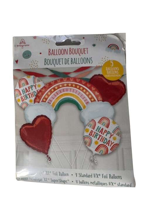 Anagram Other - Rainbow Birthday Foil Balloon Bouquet XL 5-Pack Party Decor Rainbow Anagram